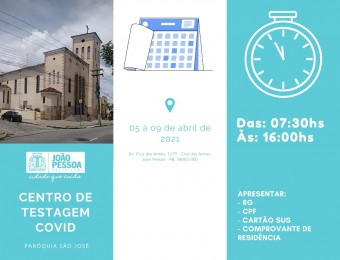 Paróquia São José Operário será Centro de Testagem Covid por cinco dias